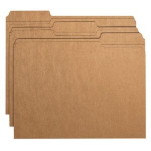 SMEAD: 11 Pt Kraft Folders, 1/3 Cut Top Tab - Assorted Tab Positions, Letter (Box of 100)