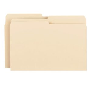 SMEAD: 11 Pt Manila Folders, 1/2 Cut Top Tab - Assorted Tab Positions, Legal (Box of 100)