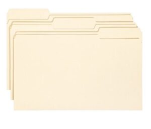 SMEAD: 11 Pt Manila Folders, 1/3 Cut Top Tab - Assorted Tab Positions, Legal (Box of 100)
