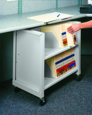 Mini File Cart with 2 Letter File Shelves and 4 Movable Dividers