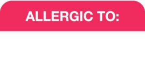MAP1000 - ALLERGIC TO: - Red/White, 1-1/2" X 7/8" (Roll of 250)