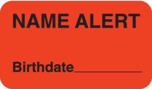 MAP1180 - NAME ALERT - Red 1-1/2" X 7/8" (Roll of 250)