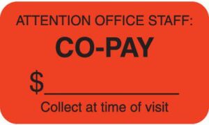 MAP1310 - CO-PAY - Fl Red, 1-1/2" X 7/8" (Roll of 250)