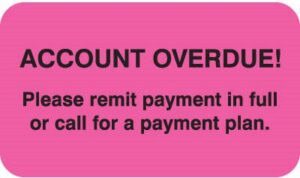 MAP1380 - ACCOUNT OVERDUE - Fl Pink, 1-1/2" X 7/8" (Roll of 250)