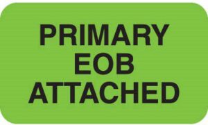 MAP1480 - PRIMARY EOB ATTACHED - Fl Green, 1-1/2" X 7/8" (Roll of 250)