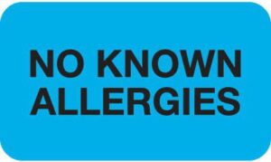 MAP1510 - NO KNOWN ALLERGIES - Lt Blue, 1-1/2" X 7/8" (Roll of 250)