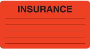 MAP1570 - INSURANCE - Fl Red, 3-1/4" X 1-3/4" (Roll of 250)