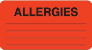 MAP1630 - ALLERGIES - Fl Red, 3-1/4" X 1-3/4" (Roll of 250)