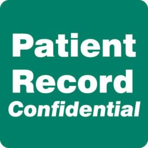 MAP255 - PATIENT RECORD CONFIDENTIAL - 2"x2" - Green (Roll of 500)