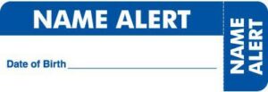 MAP3110 - NAME ALERT - Blue/White, 3" X 1" (Roll of 250)