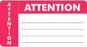 MAP3200 - ATTENTION - Red/White, 3-1/4" X 1-3/4" (Roll of 250)