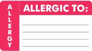 MAP3300 - ALLERGIC TO: - Red/White (Wrap Around), 3-1/4" X 1-3/4" (Roll of 250)