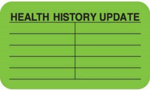 MAP3570 - HEALTH HISTORY UPDATE - Green, 1-1/2" X 7/8" (Roll of 250)