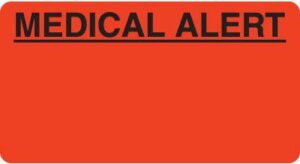 MAP5180 - MEDICAL ALERT - Fl Red, 3-1/4"x 1-3/4" (Roll of 250)