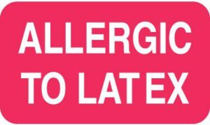 MAP6260 - ALLERGIC TO LATEX - Red, 1-1/2" X 7/8" (Roll of 250)