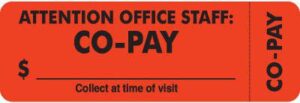 MAP6460 - CO-PAY - Fl Red (Wrap-around), 3" X 1" (Roll of 250)