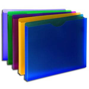 SMEAD Poly File Jackets, Assorted Colors, 1" Expansion, Straight Cut Tab, Letter Size (Box of 50)