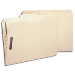 SMEAD Poly File Folders (Manila), 1/3 Cut Top Tab - Assorted, 2 Fasteners, Letter Size (Box of 24)