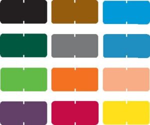 Tab Compatible Solid Color Labels, Vinyl Kimdura Stock, 1/2" X 1" Individual Colors - Roll of 1000