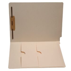 11 Pt Manila Folders, Full Cut End Tab, Letter Size, Double Pockets Inside Front, Fastener Pos. 1 (Box of 50)
