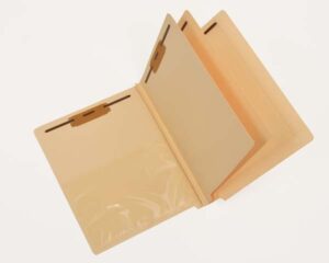14 Pt Manila Classification Folders, 2 Dividers, Poly Pocket, Fasteners Pos. 1 & 3 (15/Bx)