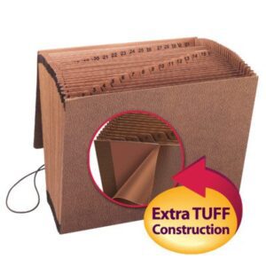 Smead 70367 TUFF Expanding File, Daily (1-31), 31 Pockets, Flap and Elastic Cord Closure, 12" W x 10" H, Redrope-Printed Stock, 6/Box