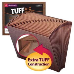 Smead 70425 TUFF Expanding File, Alphabetic (A-Z), 21 Pockets, 12" W x 10" H, Redrope-Printed Stock, 6/Box