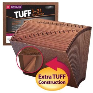 Smead 70467 TUFF Expanding File, Daily (1-31), 31 Pockets, 12" W x 10" H, Redrope-Printed Stock, 6/Box