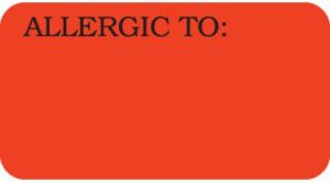 UL180 - ALLERGIC TO: - Fl Red, 1-5/8" X 7/8" (Roll of 500)