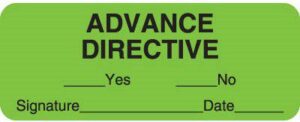 UL588 - ADVANCE DIRECTIVE - Fl Green, 2-1/4" X 7/8" (Roll of 420)