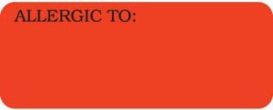 UL808 - ALLERGIC TO: - Fl Red, 2-1/4" X 7/8" (Roll of 420)