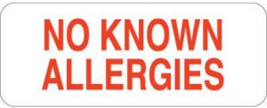 UL810 - ALLERGIC TO: - White/Red, 2-1/4" X 7/8" (Roll of 420)