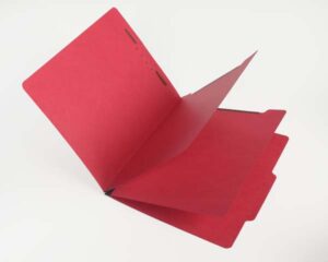15 Pt Red Classification Folders, 2/5 Cut Top Tab, Letter, 2 Dividers (Box of 25)