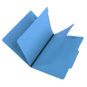 15 Pt Blue Classification Folders, 2/5 Cut Top Tab, Letter, 2 Dividers (Box of 25)