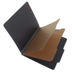 25 Pt Black Pressboard Classification Folders, Top Tab, Letter, 2 Dividers
