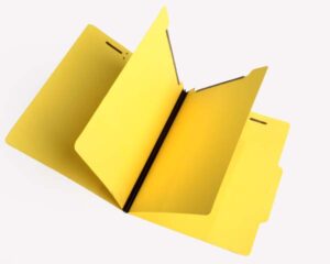 15 Pt Yellow Classification Folders, 2/5 Cut Top Tab, Letter, 2 Dividers (Box of 25)