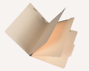 15 Pt Manila Classification Folders, 2/5 Cut Top Tab, Legal, 2 Dividers (Box of 25)