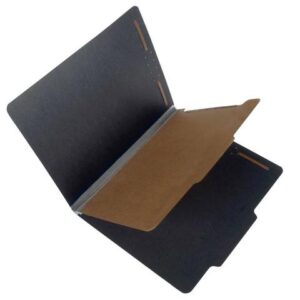 25 Pt Black Pressboard Classification Folders, Top Tab, Letter, 1 Divider