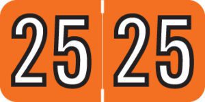 Amerifile -          2025 - Orange/White 1 1/2" x 3/4", 500/Roll