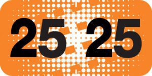 Control-O-Fax -          2025 - Orange/Black 1 1/2" x 3/4", 500/Roll