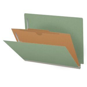 25 Pt. Pressboard Classification Folders, End Tab,  Letter, 1 Pocket Divider, Fasteners 1 & 3, 14 Colors (10/Bx)