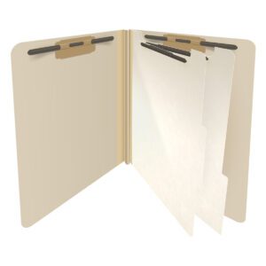18 Pt. Manila Classification Folders, End Tab, Letter, 2 Dividers, Fasteners 1 & 3 (10/Bx)