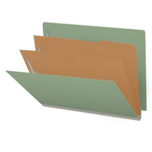 25 Pt. Pressboard Classification Folders, End Tab,  Letter, 2 Pocket Dividers, Fasteners 1 & 3, 14 Colors (10/Bx)