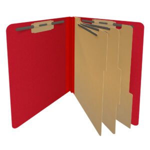 25 Pt. Pressboard Classification Folders, End Tab,  Letter, 3 Dividers, Fasteners 1 & 3, 14 Colors (10/Bx)
