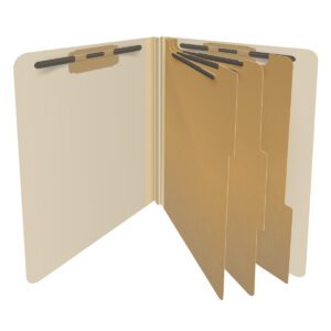 18 Pt. Manila Classification Folders, End Tab, Letter, 3 Dividers, Fasteners 1 & 3 (10/Bx)