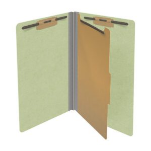 25 Pt. Pressboard Classification Folders, End Tab, Legal, 1 Divider, Fasteners 1 & 3, 14 Colors (10/Bx)