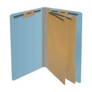 25 Pt. Pressboard Classification Folders, End Tab, Legal, 2 Dividers, Fasteners 1 & 3, 14 Colors (10/Bx)