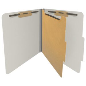 25 Pt. Pressboard Classification Folders, Top Tab,  Letter, 1 Divider, Fasteners 1 & 3, 14 Colors (10/Bx)