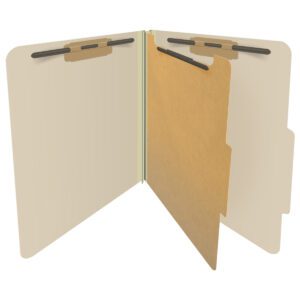 18 Pt. Manila Classification Folders, Top Tab, Letter, 1 Divider, Fasteners 1 & 3 (10/Bx)