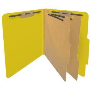 25 Pt. Pressboard Classification Folders, Top Tab,  Letter, 2 Dividers, Fasteners 1 & 3, 14 Colors (10/Bx)